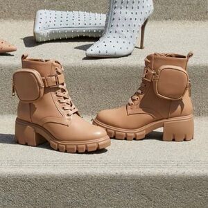 Combat boots light tan mocha beige size 8